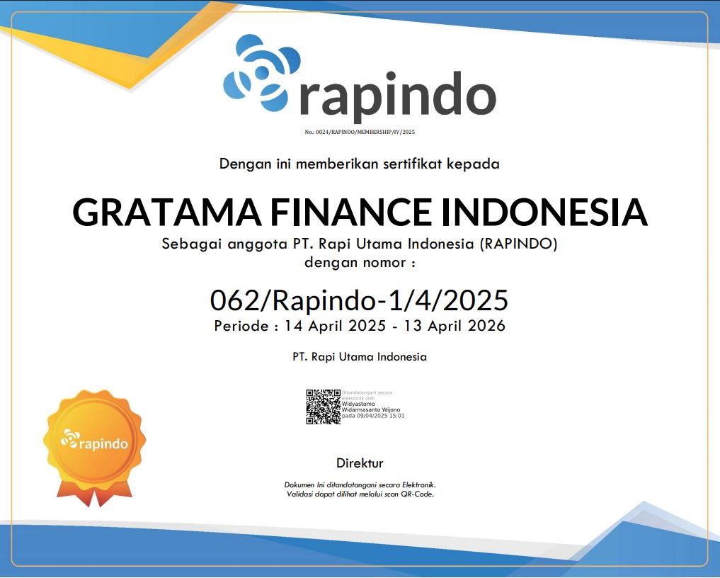 PT. GRATAMA FINANCE INDONESIA TERMASUK ANGGOTA RAPINDO Image